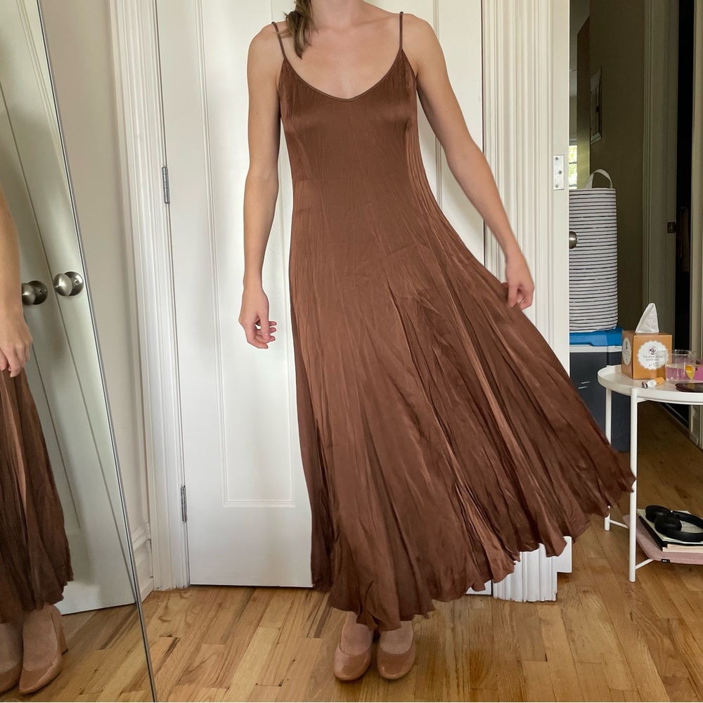 Michael Kors Collection Crushed Silk Slip Dress Size 4 Color: Cocoa